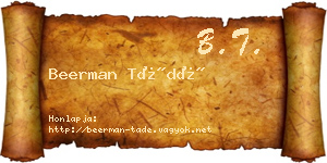 Beerman Tádé névjegykártya